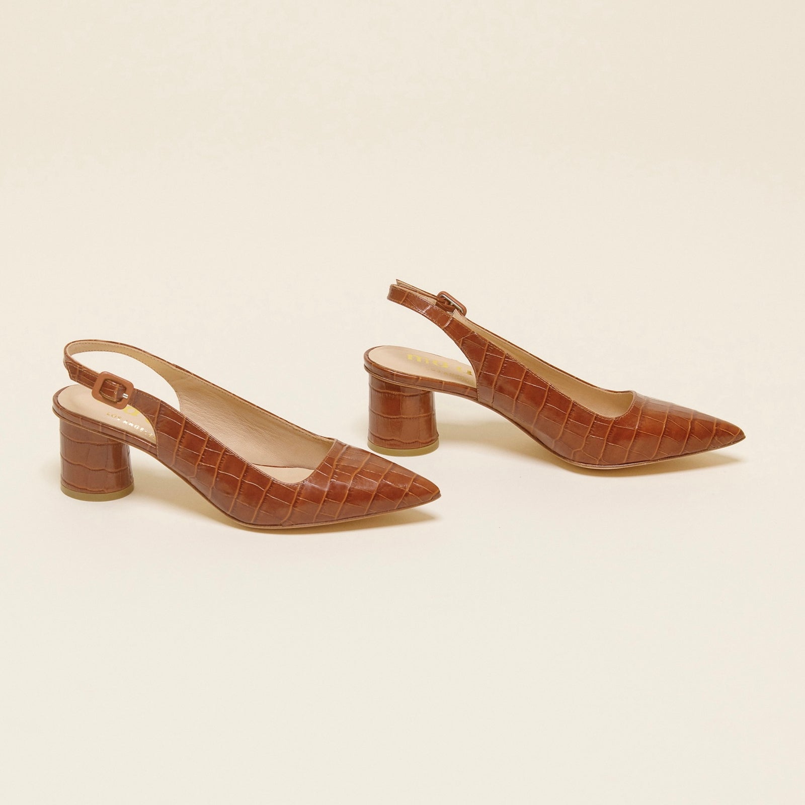 Crocodile Cognac Heels | Stacey | Ma'am Los Angeles