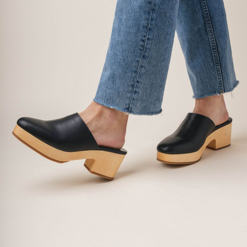 Handcrafted Black Leather Clog | Gloria Clog | Ma'am Los Angeles