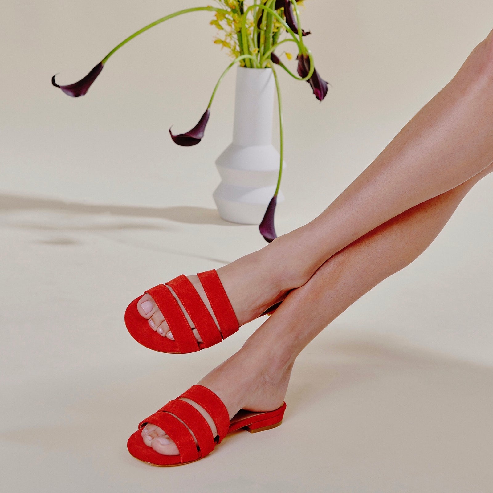 【DEARMINE】Chris Leather Sandals Red Leather Sandals | CJ Sandals | Ma'am Los Angeles